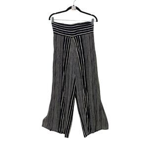 Bought in Greece, Silk Crop Pants, Wide Leg, M, Dark Blue, Navy